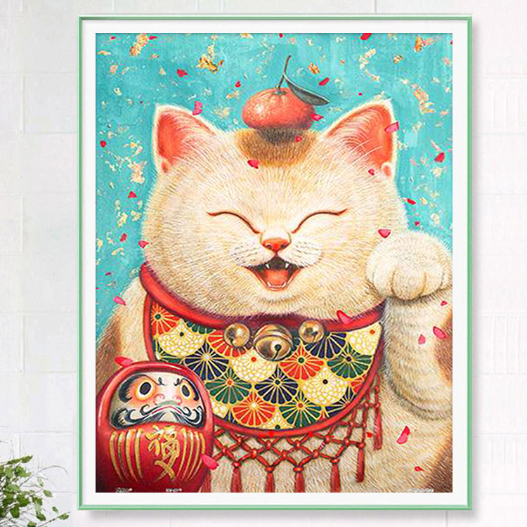 5d diamond painting full diamond embroidery lucky cat stickers diamond cross stitch 2020 new living room bedroom cartoon small