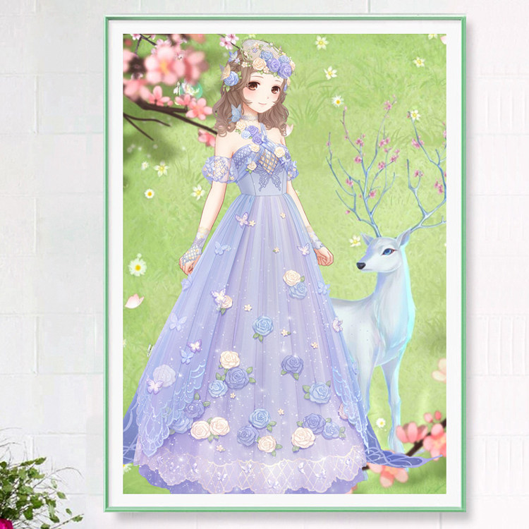 2018 New 5d Diamond painting full of diamond embroidered elk little girl point diamond cross stitch cartoon princess living room bedroom