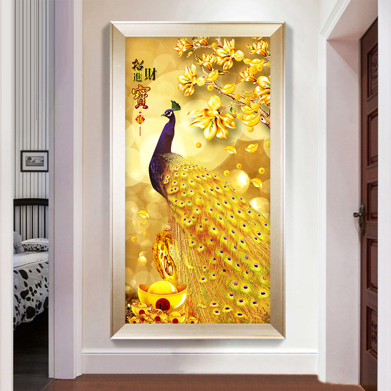 5d diamond painting full diamond embroidery entrance vertical version of diamond cross stitch 2018 new peacock modern simple European living room