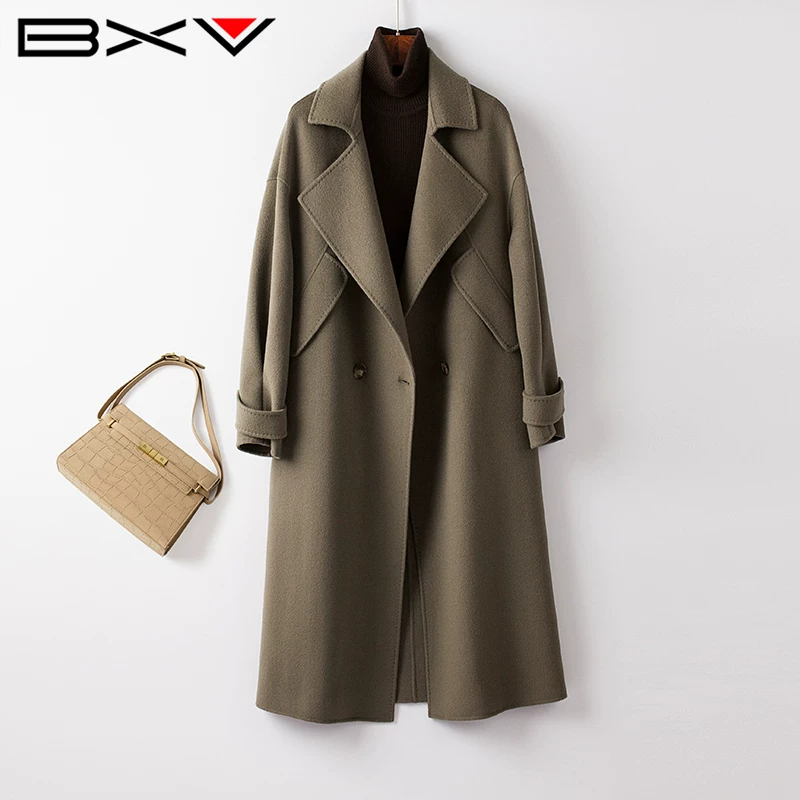 Double-sided woolen long spring woolen coat, mid-length