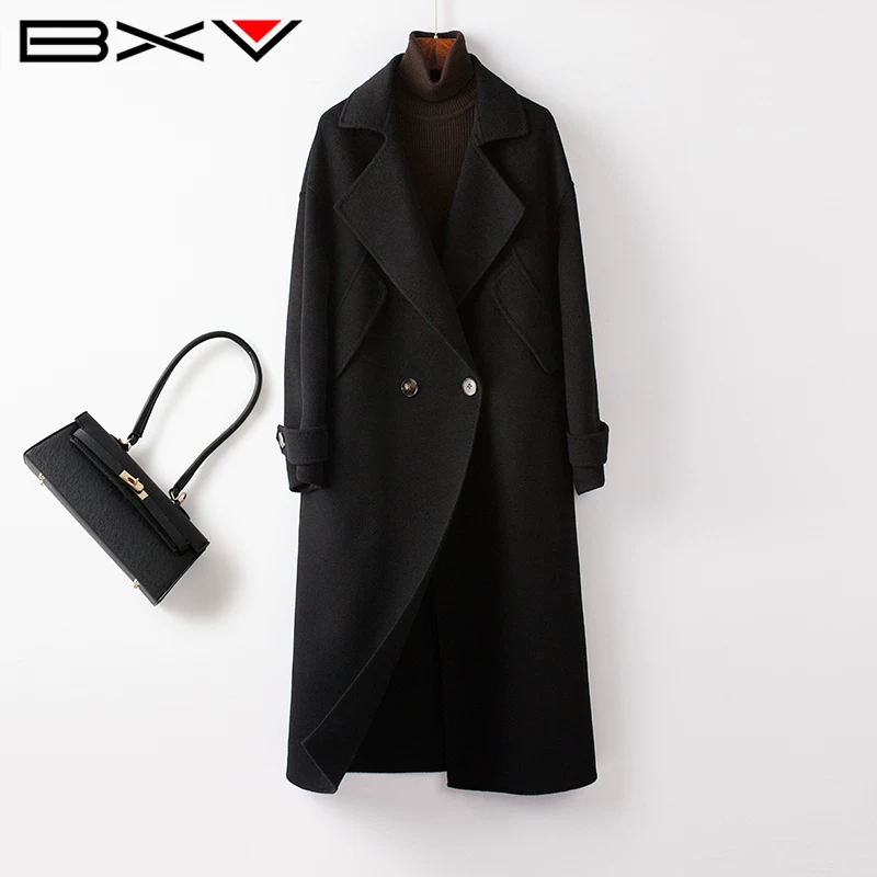 Double-sided woolen long spring woolen coat, mid-length