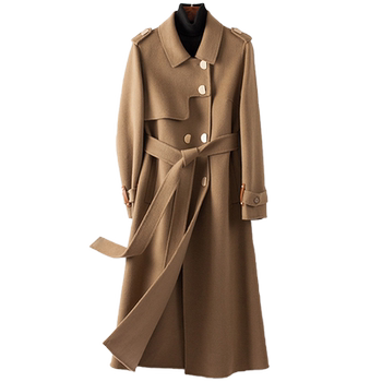 双面羊绒大衣女中长款2025春季新款100%澳洲羊毛双面呢外套英伦风