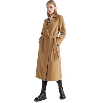 山羊绒大衣女中长款长过膝2025春秋新款系带双面呢外套高端轻奢潮