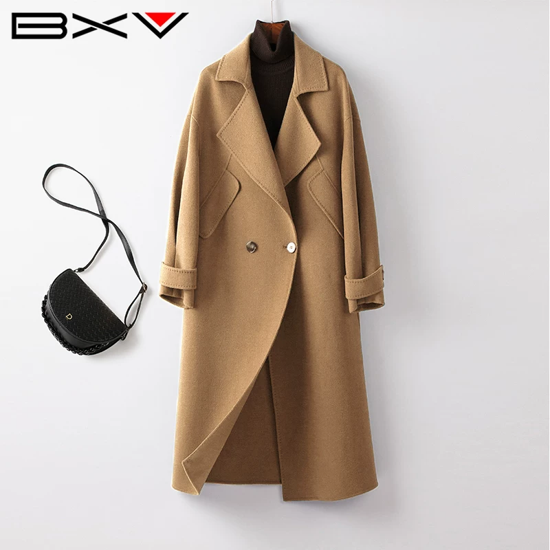 Double-sided woolen long spring woolen coat, mid-length