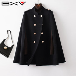 Black cloak double-sided cashmere coat women's short cape 2023 spring small double-sided woolen shawl coat