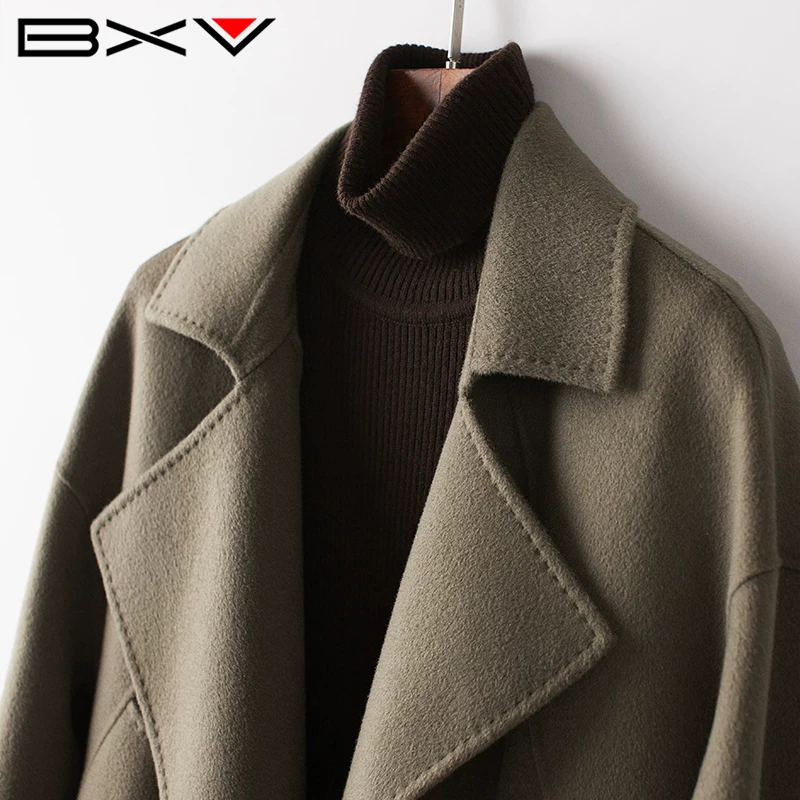 Double-sided woolen long spring woolen coat, mid-length