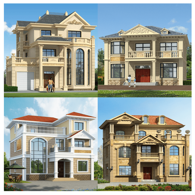 Classic one-story American rural self-built house drawings design and construction drawings of building construction drawings