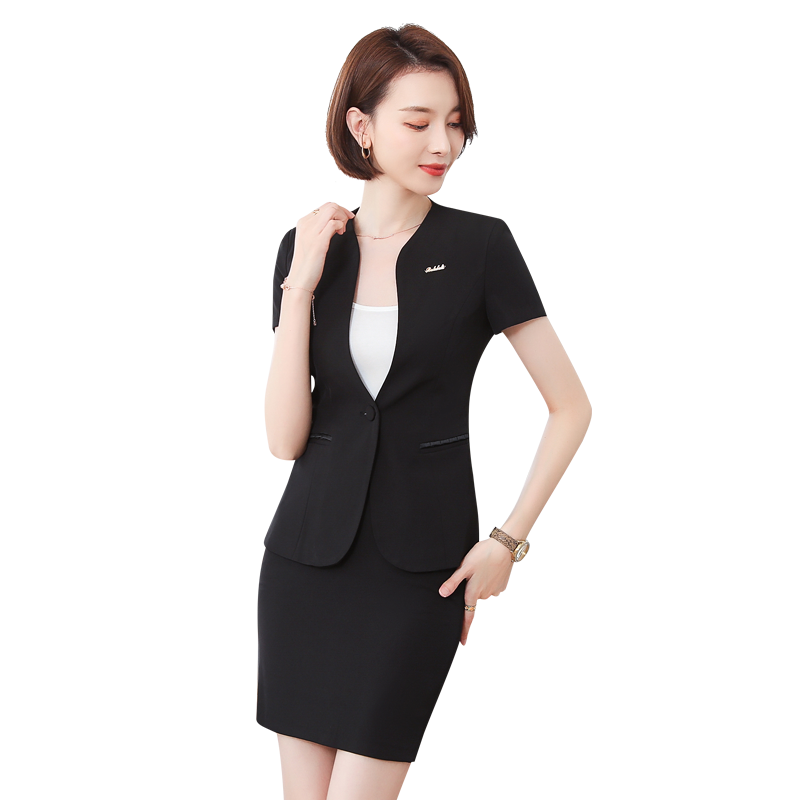 Suit váy phiên bản Hàn Quốc của phụ nữ giản dị phù hợp với chuyên nghiệp cửa hàng trang sức thời trang mùa hè phía trước bàn làm việc phù hợp với nhỏ