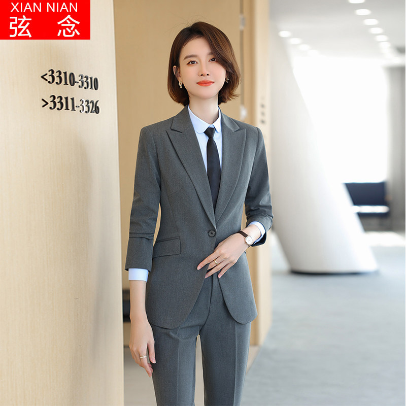 Grey suit suit women's fashion temperament small suit formal dress manager workplace work clothes autumn and winter coat