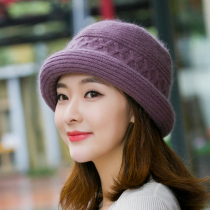 Winter hat lady Mama knitted hat Thickened Warm Basin Hat Rabbit Fur Hat Hair line hat in elderly grandma hat