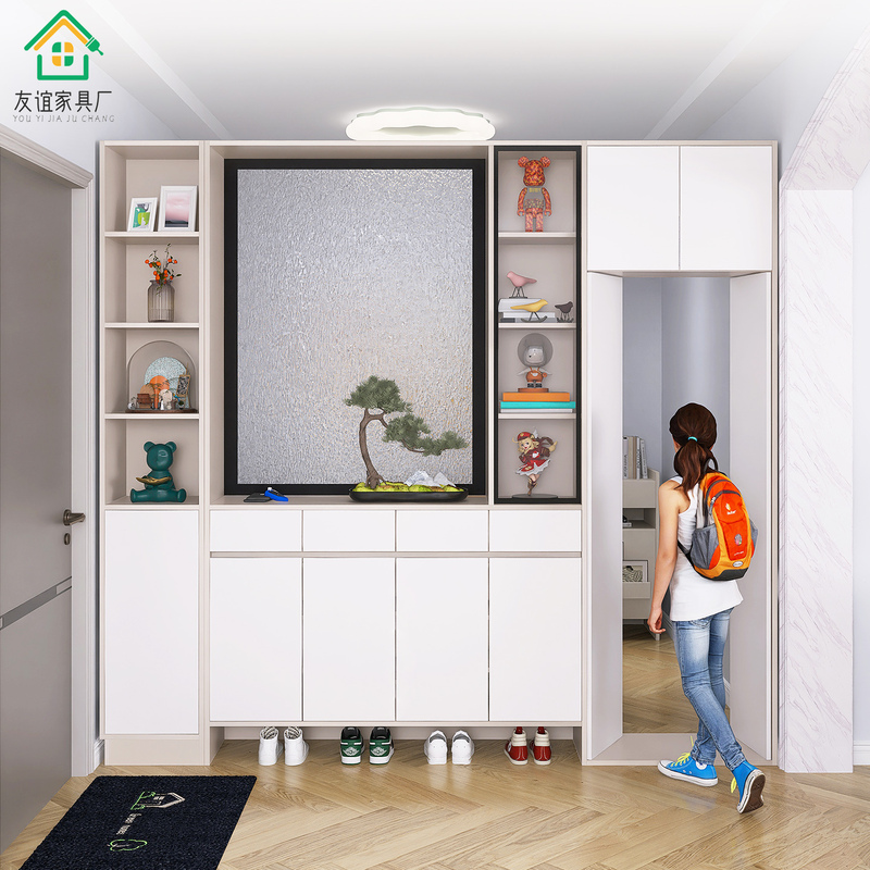 A Partition Cabinet That Transforms One Room into Two, Integrated with the Entrance Hall and Multifunctional Shoe Cabinet Combination, Creating a Small Room in the Living Room