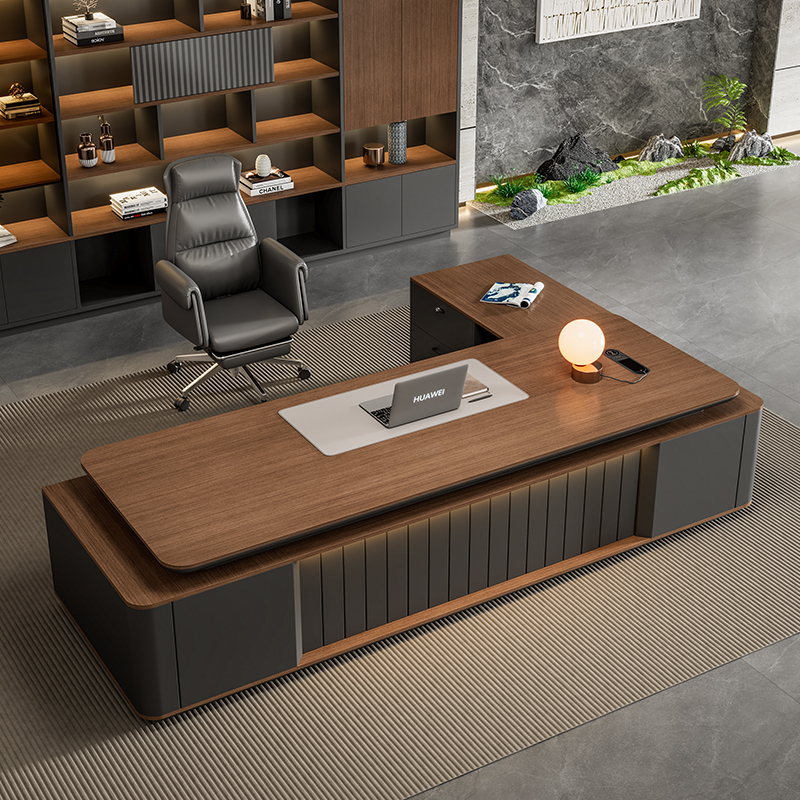 Boss's Desk with a Light Luxury and High-End Feel, Modern and Simple Lacquered Executive Desk, Manager's Desk, Thickened Office Furniture Boss's Desk with a Light Luxury and High-End Feel, Modern and Simple Lacquered Executive Desk, Manager's Desk, Thickened Office Furniture