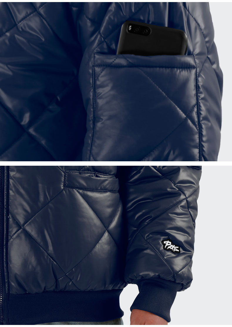BOUNCE BONS REVERSIBLE PUFFER JACKET hai mặt bông pad ấm dây kéo áo khoác nam - Quần áo độn bông thể thao áo khoác phao trẻ em