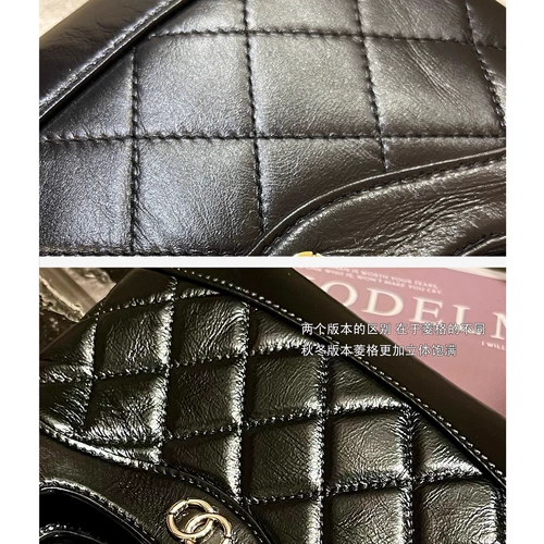 Кожаная цепь, сумка через плечо, воловья кожа, горизонтальная версия, на цепочке, в стиле Шанель