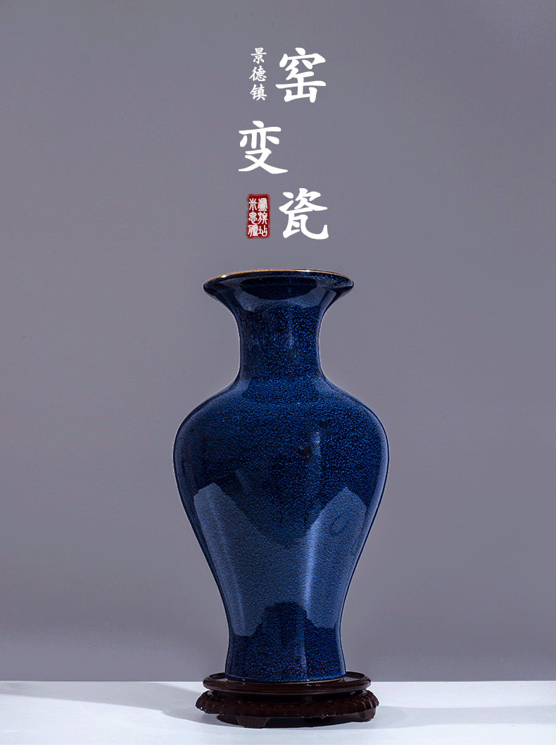 Jingdezhen ceramic furnishing articles blue variable creative flower vase Chinese style living room home furnishing articles