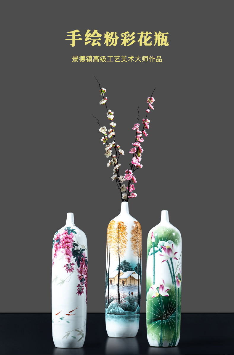 Jingdezhen chinaware big vase furnishing articles flower arranging new Chinese style household hand - made the process of the sitting room TV ark, adornment