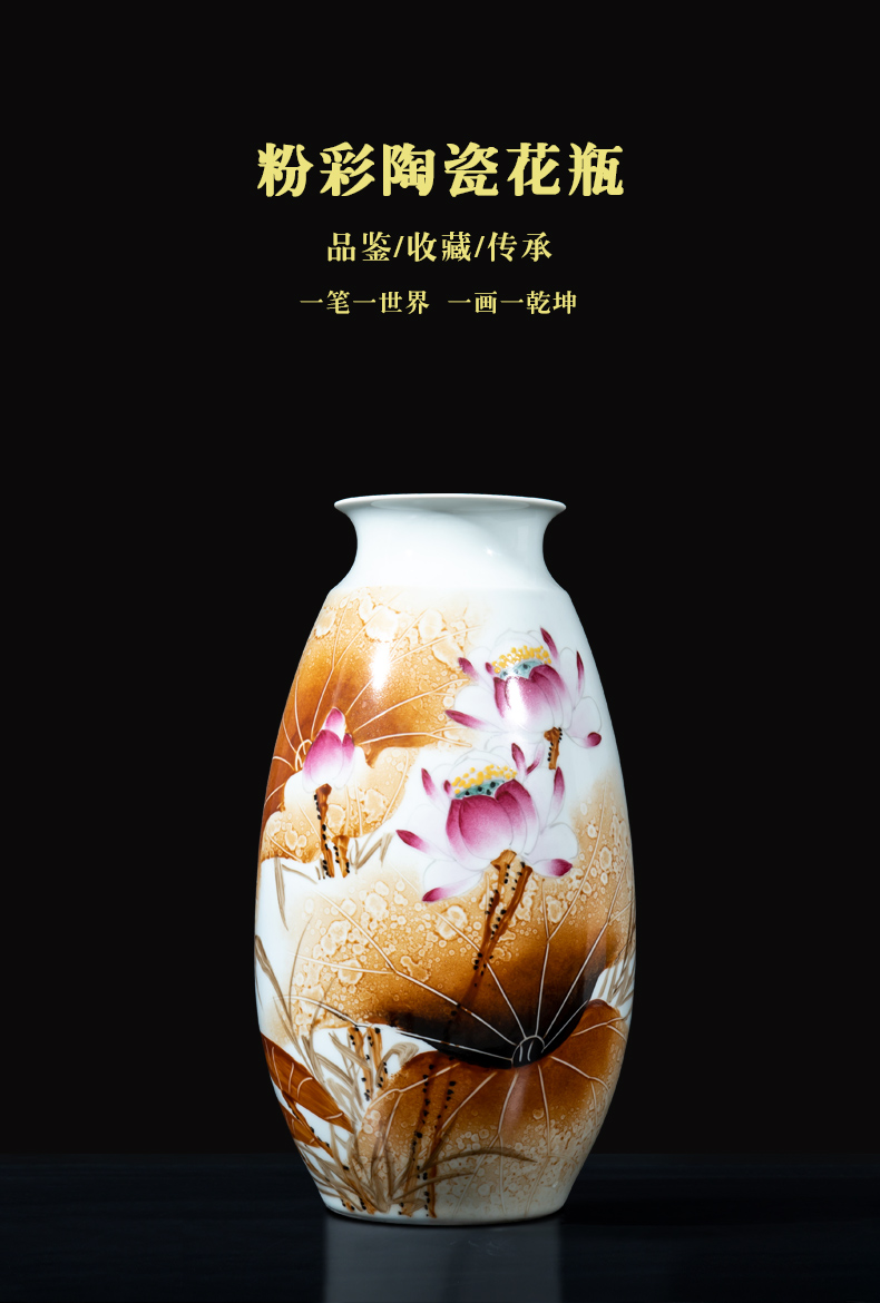 Master hand made lotus rhyme jingdezhen ceramics vase furnishing articles sitting room flower arranging dried flowers, home decoration arts and crafts