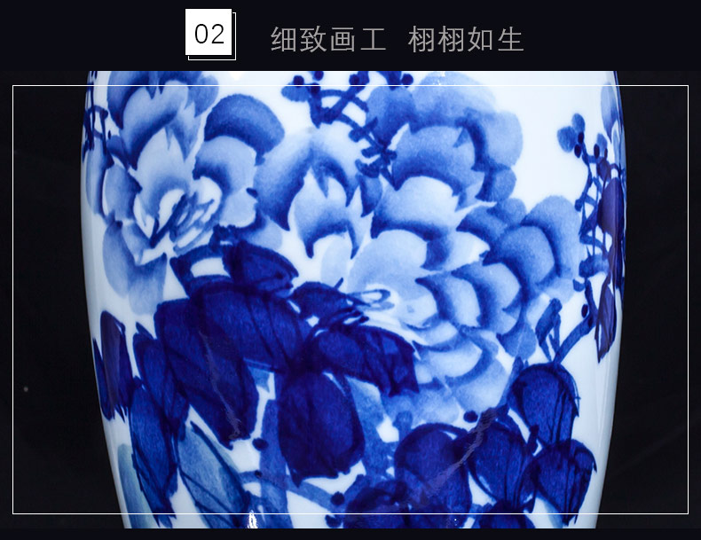 Jingdezhen blue and white porcelain ceramic vase large shan bottle home furnishing articles sitting room put dry flower lucky bamboo porcelain arts and crafts