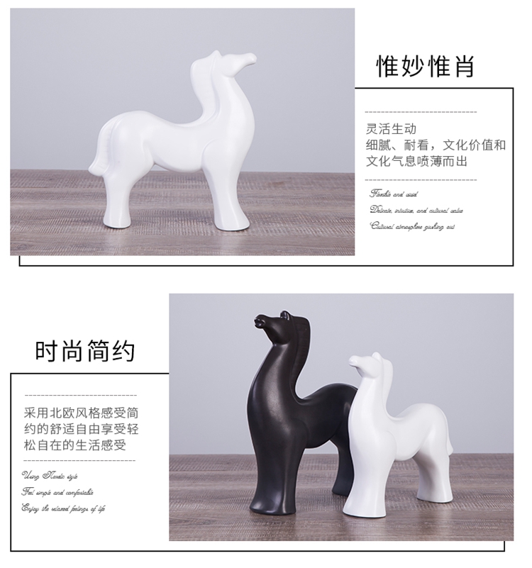 Rice lu, I and contracted creative, black and white ceramic horse furnishing articles home sitting room ark adornment business needs