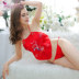 Đồ ngủ nữ tạp dề gợi cảm Bộ đồ lót người lớn gợi cảm vô cùng quyến rũ Sao cổ tòa trong suốt túi đỏ đồ ngủ cosplay Bellyband