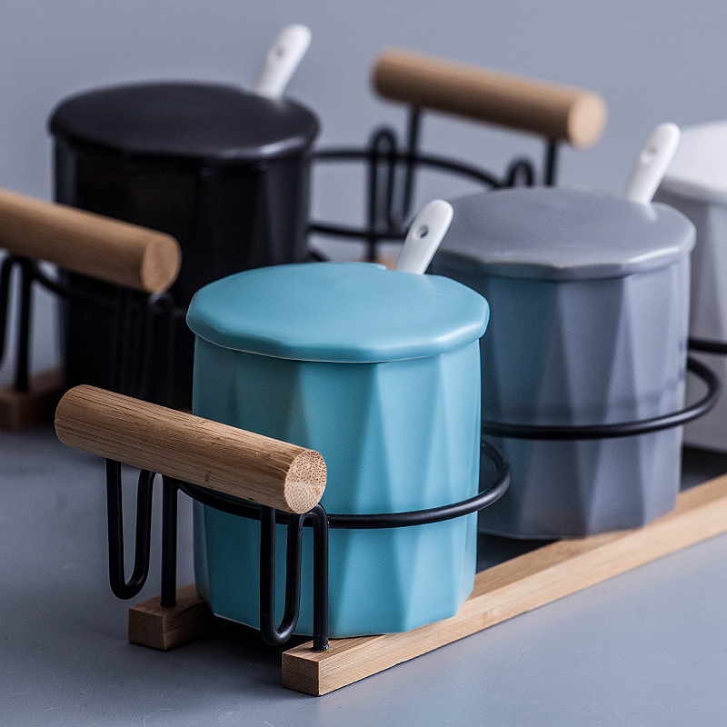 Ceramic flavor pot three - piece suit individual kitchen seasoning as cans sealed container suit large Nordic household composition