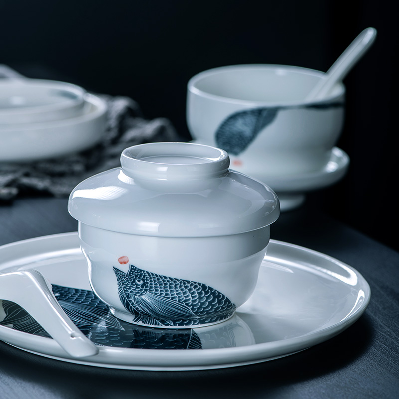 The Nordic idea ceramic bowl with a lid with stewed soup bowl steamed egg bowl of rice bowls of sugar water bowls western - style food bowl of small bowl
