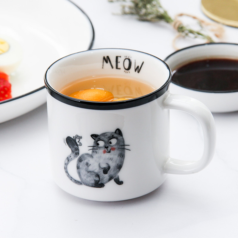 Cartoon cat ceramic mark cup a cup of milk for breakfast cup soya - bean milk cup home office cup ultimately responds cup