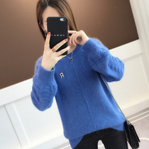 Bubble sleeve knitwear womens 2021 new autumn top Korean loose base shirt European womens sweater trend