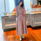 French pink shirt dress female spring and autumn 2023 new temperament high-end fairy fairy age reduction waist long skirt