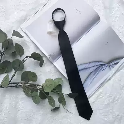 INSstudios Korean ins trend retro simple trend wild solid color black zipper tie for men and women