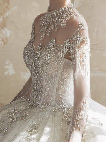 2025新款新娘结婚婚纱重工主纱大拖尾宫廷公主裙