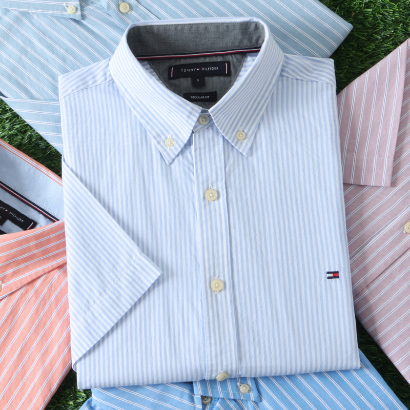 North American Genuine Tommy Striped Short-Sleeve Shirt 2026 Summer New Pure Cotton Non-Iron Men's Shirt North American Genuine Tommy Striped Short-Sleeve Shirt 2026 Summer New Pure Cotton Non-Iron Men's Shirt