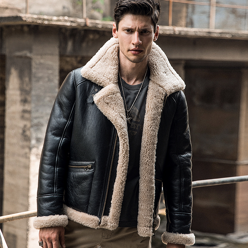 21 Winter New B3 Original ecological fur All car jacket Male genuine fur Short Thickened Hunting Leather Grass Tide