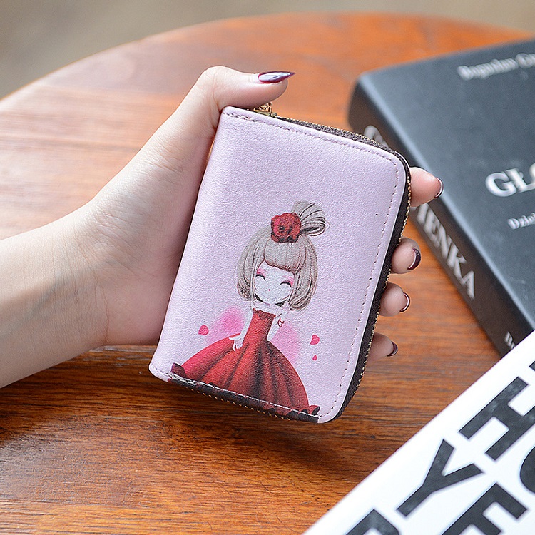 Thẻ gói nữ nhỏ và mỏng đơn giản, thẻ ngân hàng đa thẻ nhỏ dễ thương in phim hoạt hình chủ thẻ dung lượng lớn - Chủ thẻ ví đựng thẻ lv
