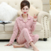 Trung niên mùa xuân pajama cô gái và mùa thu cotton dài tay áo mùa thu nữ trung niên mẹ womens mùa thu mất hai mảnh bộ. 