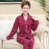 Trung niên mùa xuân pajama cô gái và mùa thu cotton dài tay áo mùa thu nữ trung niên mẹ womens mùa thu mất hai mảnh bộ. 