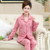 Trung niên mùa xuân pajama cô gái và mùa thu cotton dài tay áo mùa thu nữ trung niên mẹ womens mùa thu mất hai mảnh bộ. 