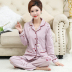 Trung niên mùa xuân pajama cô gái và mùa thu cotton dài tay áo mùa thu nữ trung niên mẹ womens mùa thu mất hai mảnh bộ. 