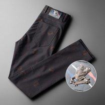 Fashion Fashion Quality Casual Pants Mens Mid-Waist Autumn And Winter Style Mens Pants Printed Skeletons Head Pants Male and Little Foot Tide