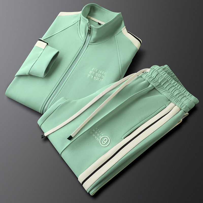 Light Luxury Spring and Autumn Men's Colorful Side Stripe Casual Sports Suit, Fashionable and Versatile, Unisex Two-Piece Set