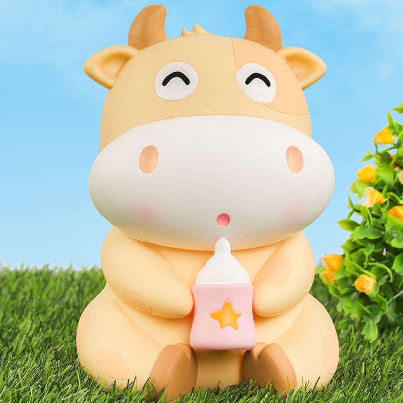 Deposit Money pot Niu zodiac Bull Deposit Money Cylinder Girl Adults Use Golden Bull Household Deposit Box Children Anti-Fall And Cute Little Cute