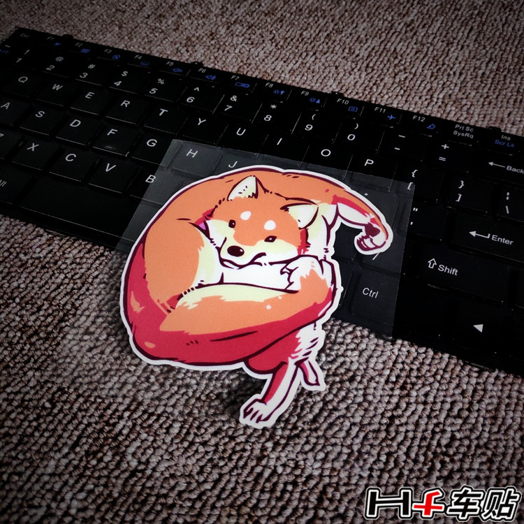 Hf car stickers electric scooter creative muscle Shiba Inu hook punch cute funny locomotive universal sticker reflective waterproof waterproof