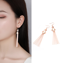 Aiji S925 silver earrings 2021 New Tide long earrings female temperament summer fan-shaped tassel earrings