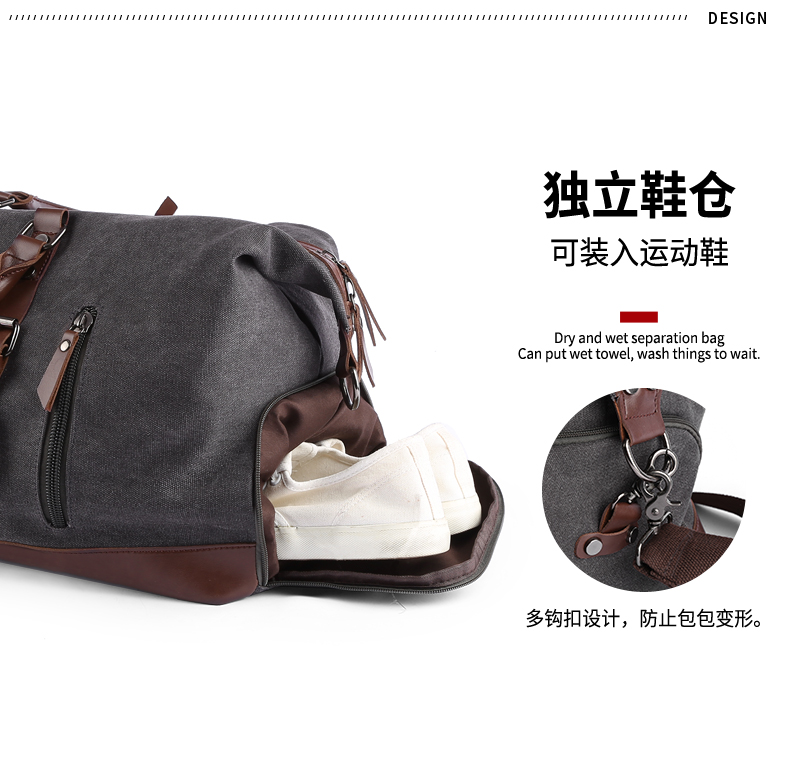Vintage vải nam tote túi xu hướng thời trang đeo vai ba lô du lịch đơn giản du lịch lên máy bay túi nam - Túi du lịch túi du lịch nam đẹp