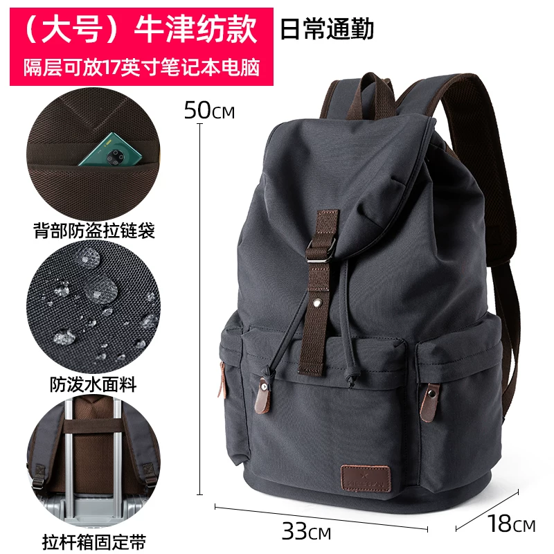 Men's modern canvas backpack, lightweight commuter backpack, 15-inch computer compartment, water-repellent