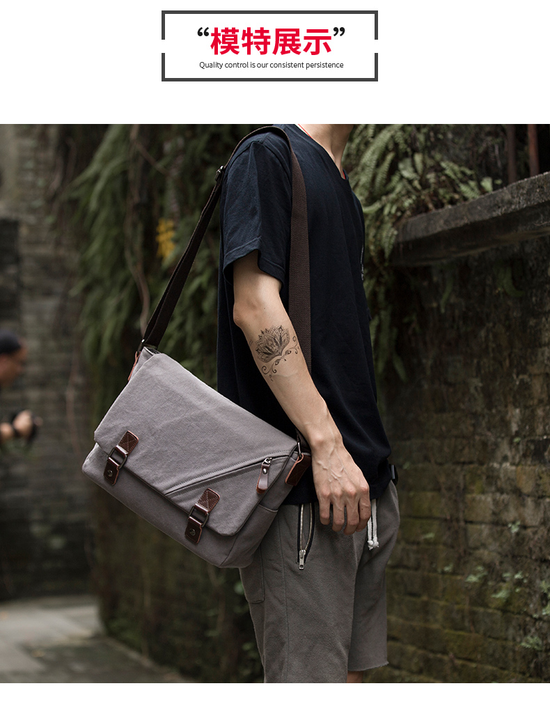 Đường phố retro vải nam xu hướng túi Messenger vai giản dị túi đơn giản túi chéo cơ thể kinh doanh túi messenger túi nam - Túi của con người túi lv