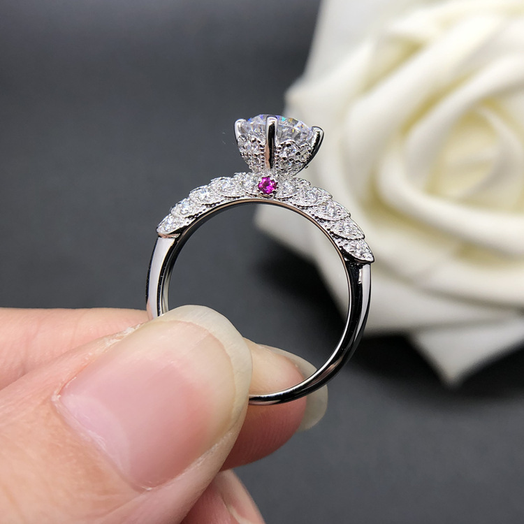 Ruby Lace Diamond Ring Pt950 Platinum Moissanite Diamond Ring Jewelry Gift for Girlfriend