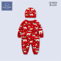 Baby clothes autumn and winter set newborn male baby knitted jumpsuit sweater full moon 100 days red ha clothing Cotton