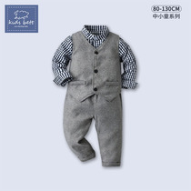Baby suit male gentleman suit vest 100-day dress three-piece foreign baby clothes autumn and winter