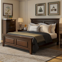 American pure solid wood 1 8 m double bed Wedding Bed Simple Beauty High Case Storage Bed Minimu Retro Make Old Bedroom Furniture